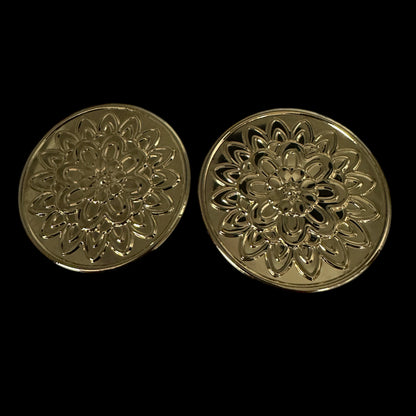 Oversized Gold Floral Disc Earrings – African-Inspired Statement Jewellery - Fatisha Boutique #