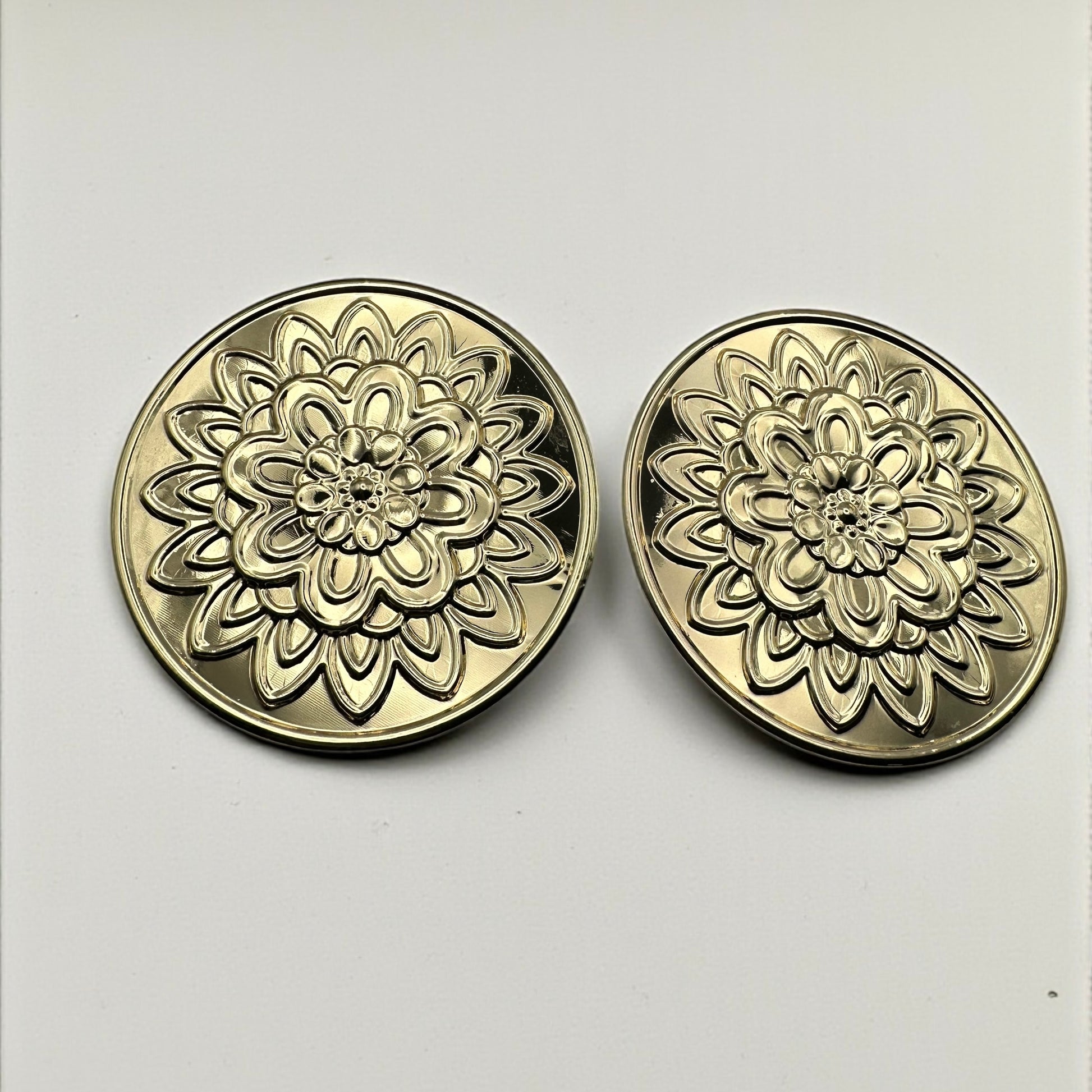 Oversized Gold Floral Disc Earrings – African-Inspired Statement Jewellery - Fatisha Boutique #