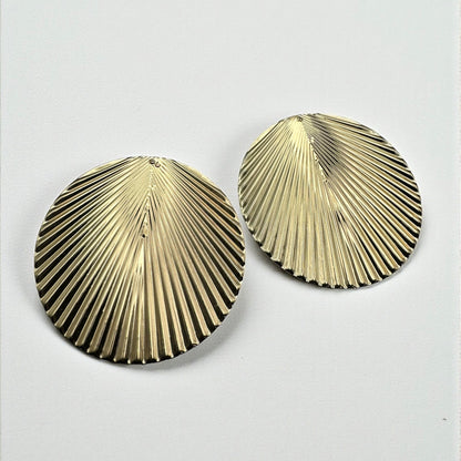 Oversized Gold Pleated Disc Earrings – Bold Textured Statement Jewellery - Fatisha Boutique #