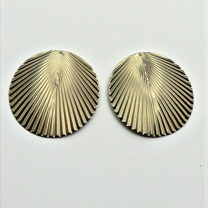 Oversized Gold Pleated Disc Earrings – Bold Textured Statement Jewellery - Fatisha Boutique #