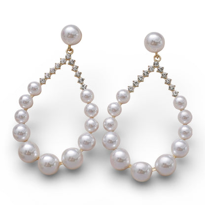 Elegant Faux Pearl & Rhinestone Teardrop Dangle Earrings – Luxury Statement Drop Jewellery - Fatisha Boutique #