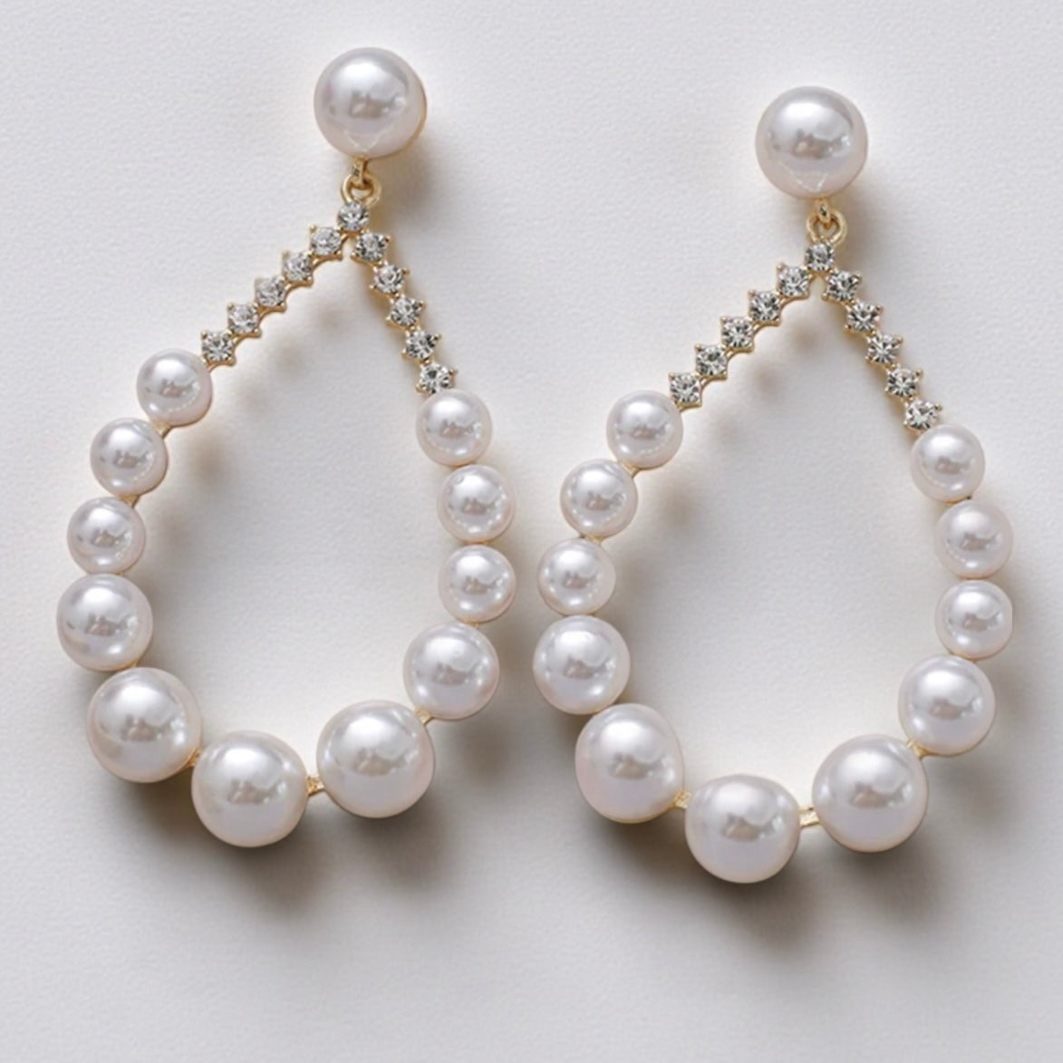 Elegant Faux Pearl & Rhinestone Teardrop Dangle Earrings – Luxury Statement Drop Jewellery - Fatisha Boutique #