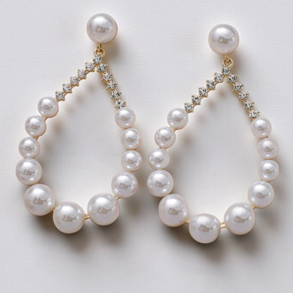 Elegant Faux Pearl & Rhinestone Teardrop Dangle Earrings – Luxury Statement Drop Jewellery - Fatisha Boutique #