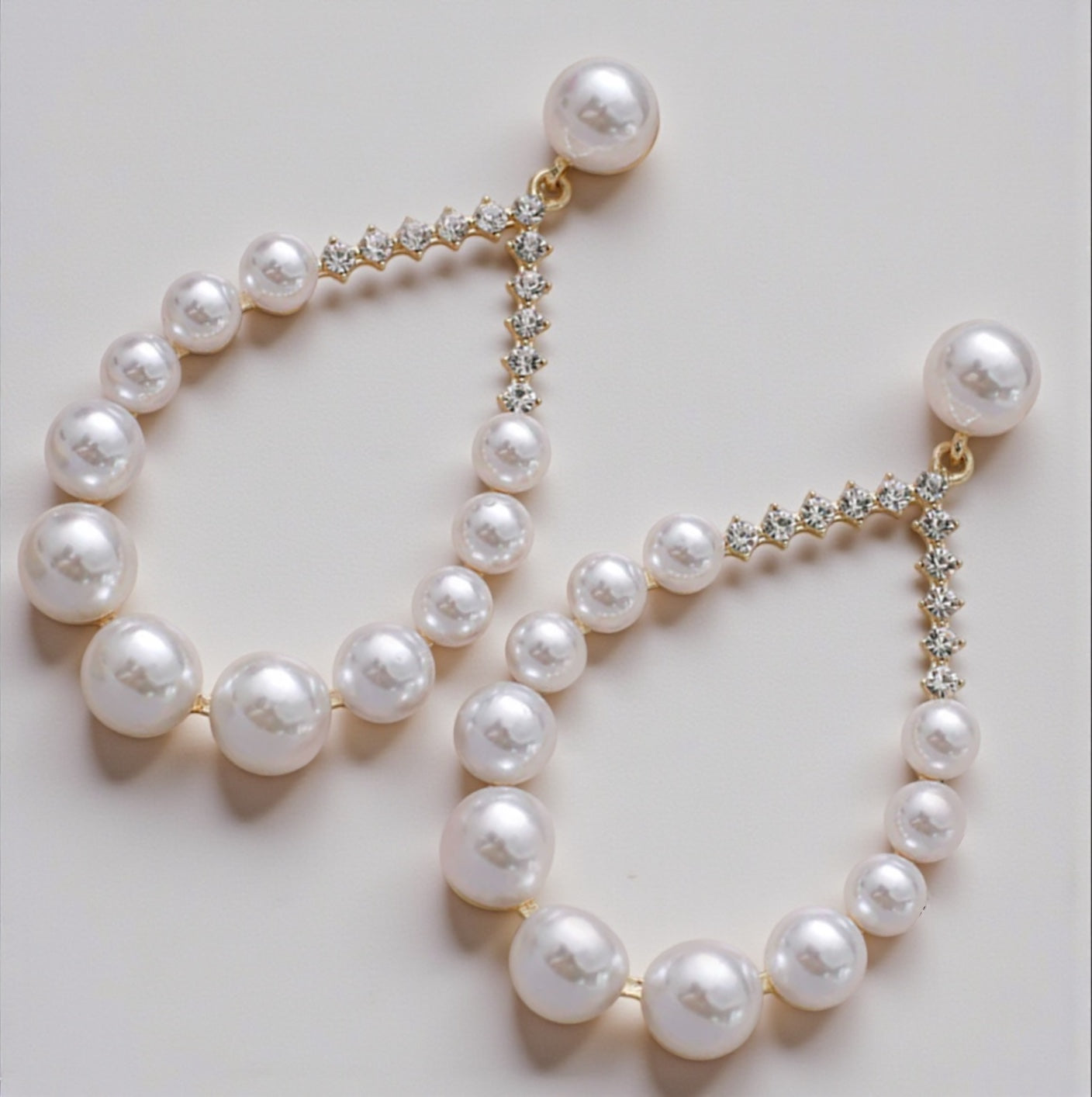 Elegant Faux Pearl & Rhinestone Teardrop Dangle Earrings – Luxury Statement Drop Jewellery - Fatisha Boutique #