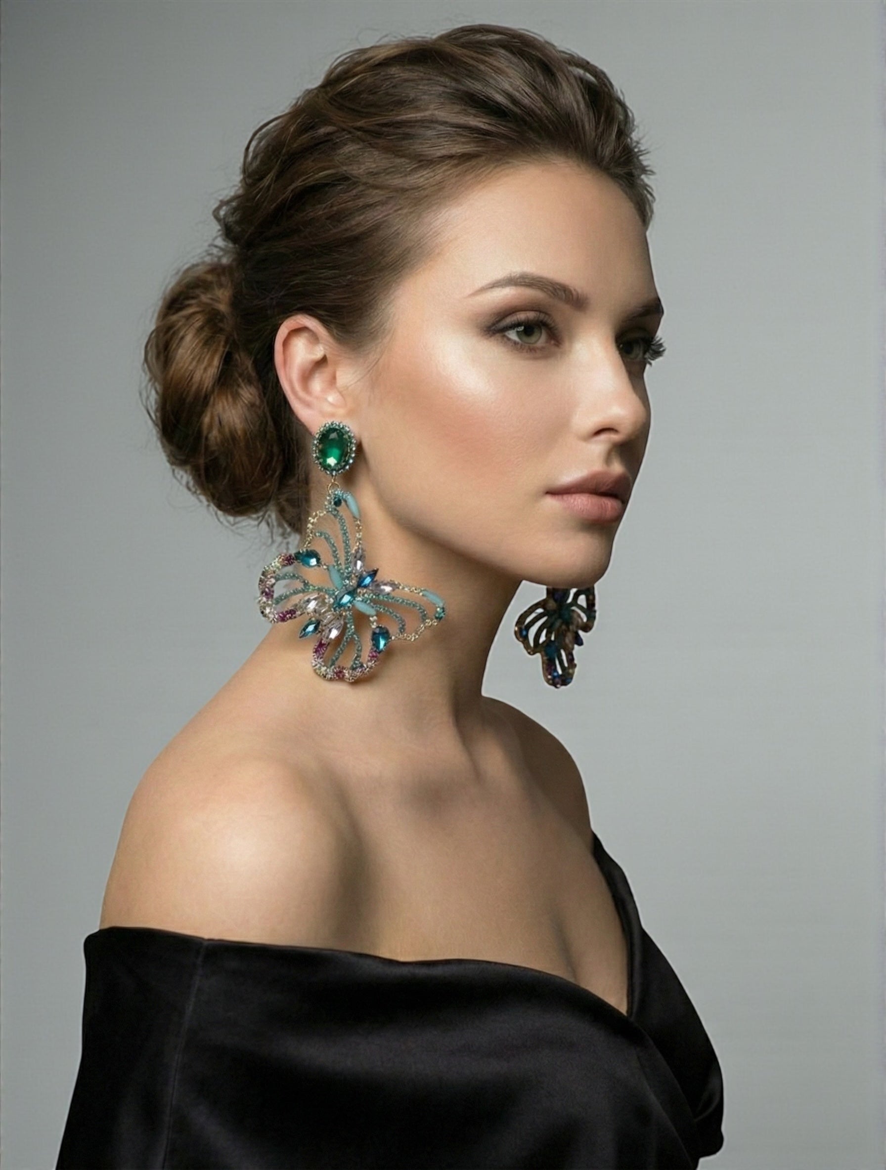 Luxury Crystal Butterfly Statement Earrings – Multicolour Rhinestone Drop Jewellery - Fatisha Boutique #