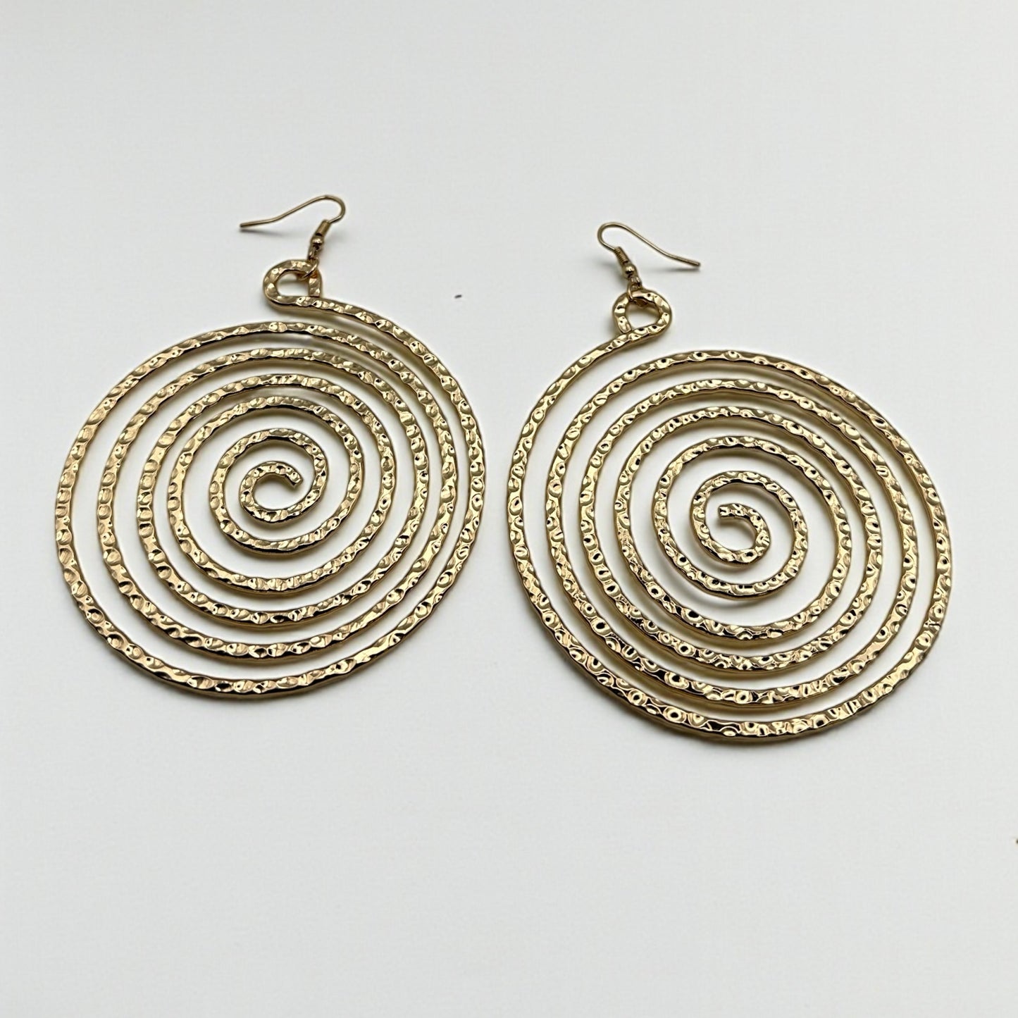 Hammered Spiral Drop Earrings – Bold Statement Jewellery - Fatisha Boutique #
