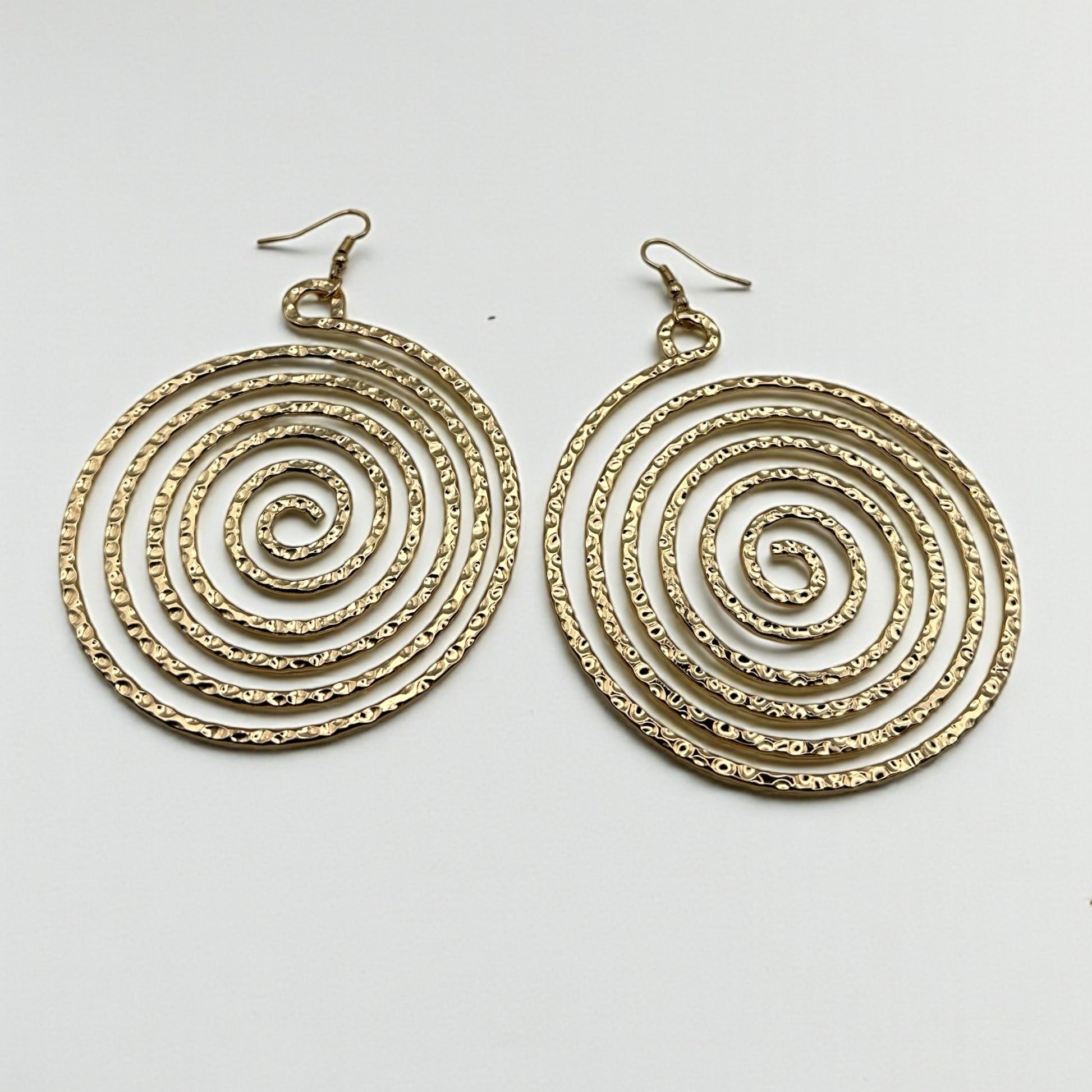 Hammered Spiral Drop Earrings – Bold Statement Jewellery - Fatisha Boutique #
