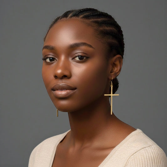 Cross Drop Earrings – Minimal Faith Statement Jewellery - Fatisha Boutique #