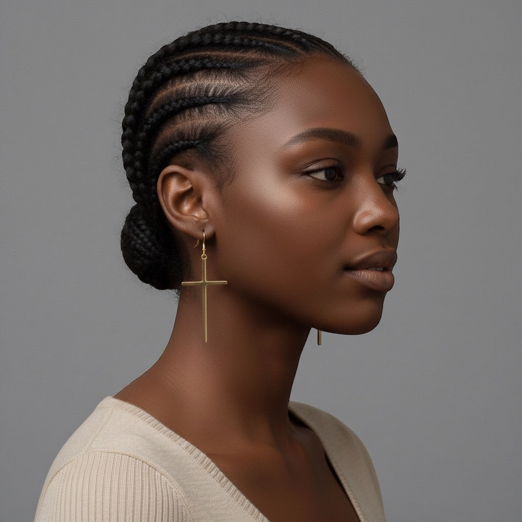 Cross Drop Earrings – Minimal Faith Statement Jewellery - Fatisha Boutique #