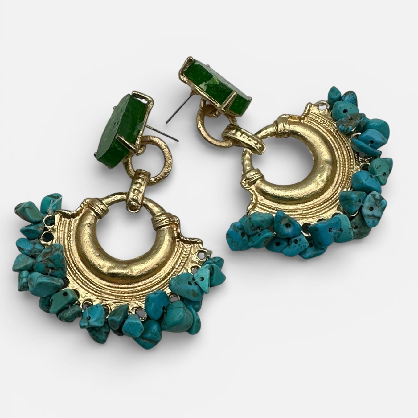 Colourful Resin & Gold Statement Drop Earrings – Bold Ethnic Dangle Jewellery - Fatisha Boutique #