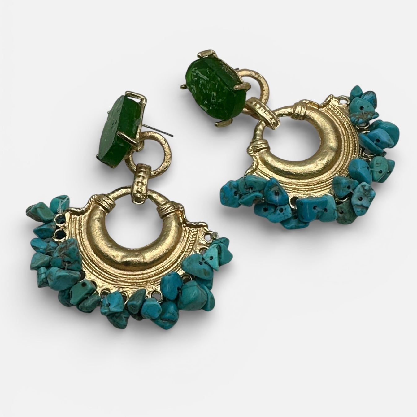 Colourful Resin & Gold Statement Drop Earrings – Bold Ethnic Dangle Jewellery - Fatisha Boutique #