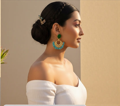 Colourful Resin & Gold Statement Drop Earrings – Bold Ethnic Dangle Jewellery - Fatisha Boutique #