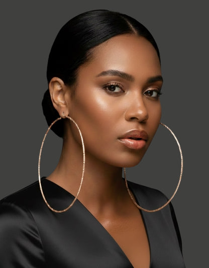 14CM Oversized Hoop Earrings – Bold Textured Statement Hoops | Gold & Silver - Fatisha Boutique #