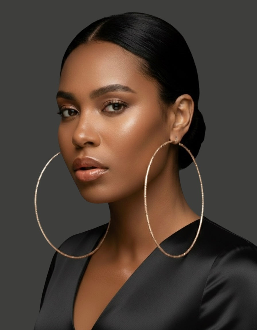 14CM Oversized Hoop Earrings – Bold Textured Statement Hoops | Gold & Silver - Fatisha Boutique #