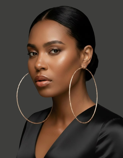 14CM Oversized Hoop Earrings – Bold Textured Statement Hoops | Gold & Silver - Fatisha Boutique #
