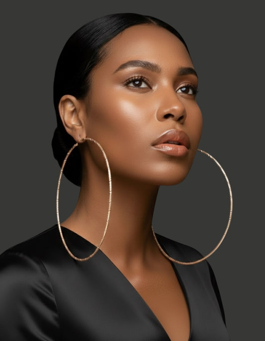 14CM Oversized Hoop Earrings – Bold Textured Statement Hoops | Gold & Silver - Fatisha Boutique #