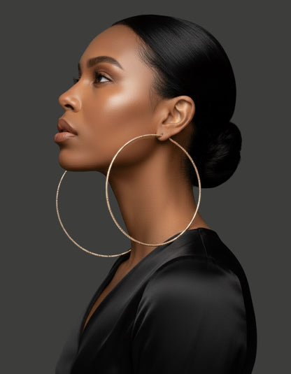14CM Oversized Hoop Earrings – Bold Textured Statement Hoops | Gold & Silver - Fatisha Boutique #