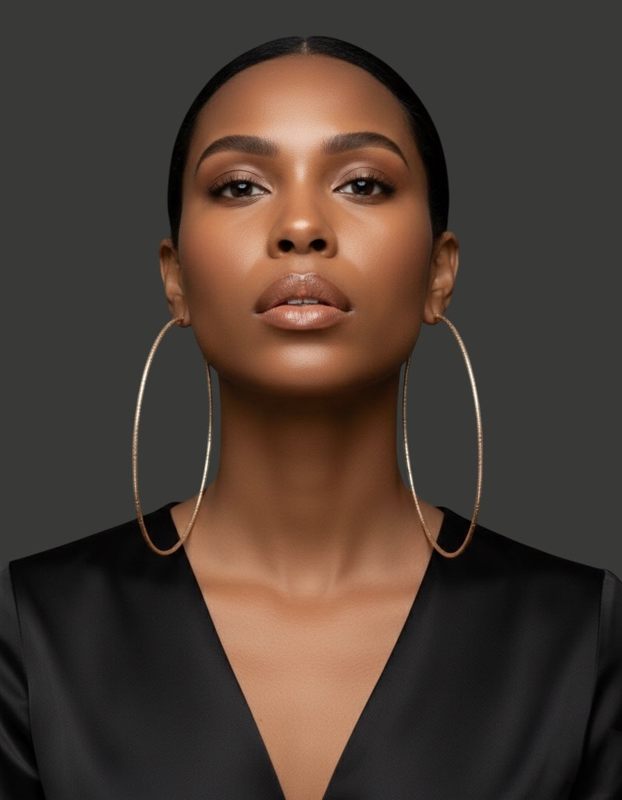 14CM Oversized Hoop Earrings – Bold Textured Statement Hoops | Gold & Silver - Fatisha Boutique #