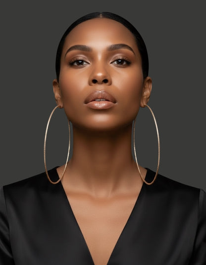 14CM Oversized Hoop Earrings – Bold Textured Statement Hoops | Gold & Silver - Fatisha Boutique #