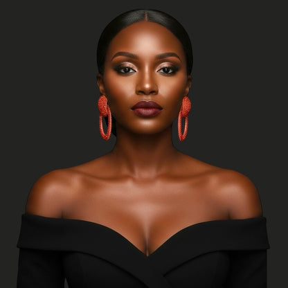 Luxury Rhinestone Statement Earrings – Red Oversized Crystal Hoop Glam Jewellery UK