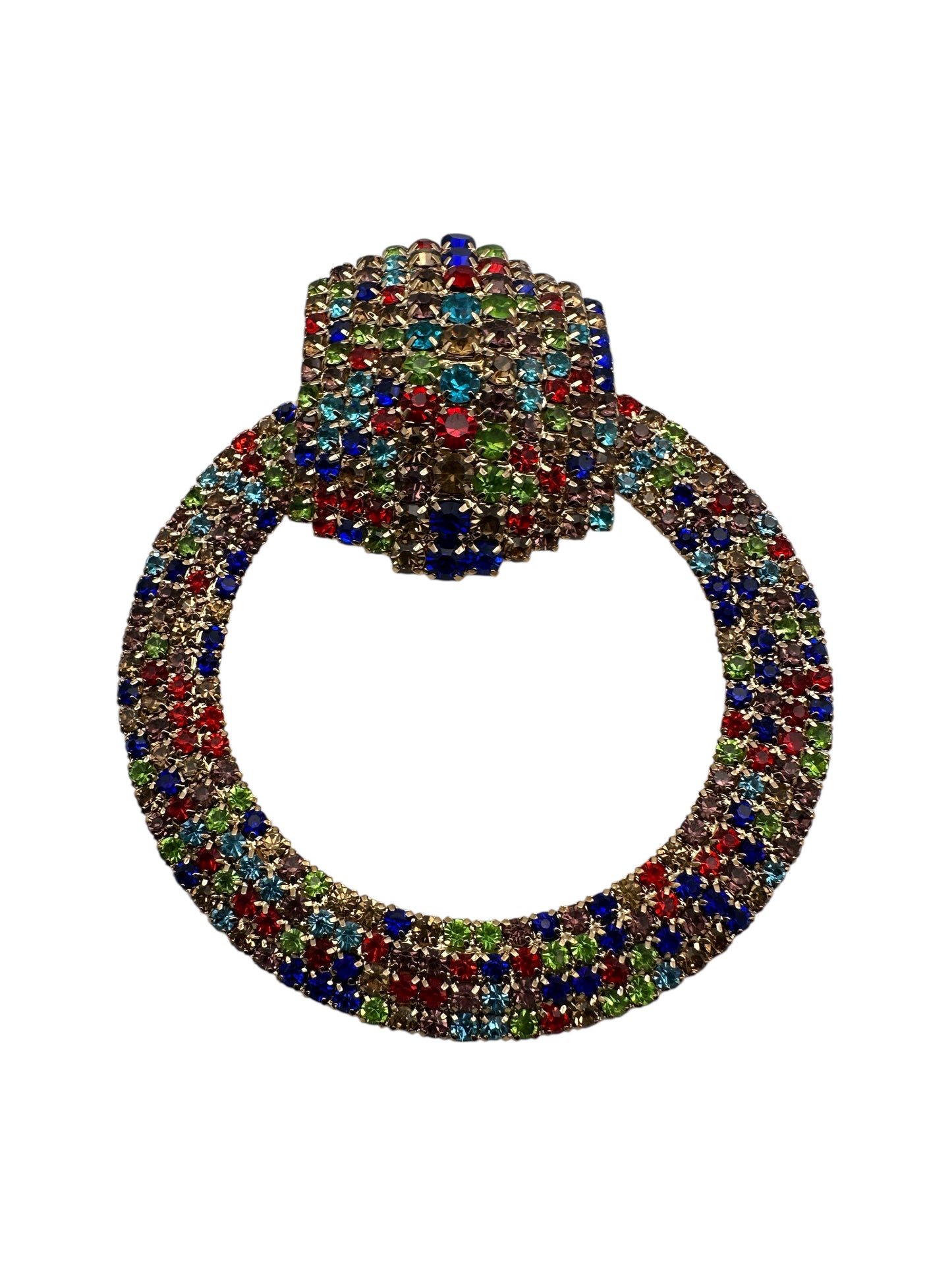 Multi-Colour Rhinestone Statement Earrings – Luxury Oversized Crystal Hoop Glam Jewellery UK