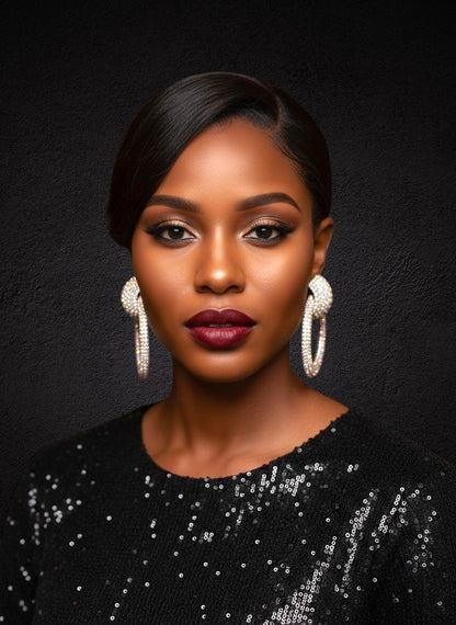 Champagne Gold AB Crystal Statement Earrings – Luxury Oversized Rhinestone Hoop Jewellery UK