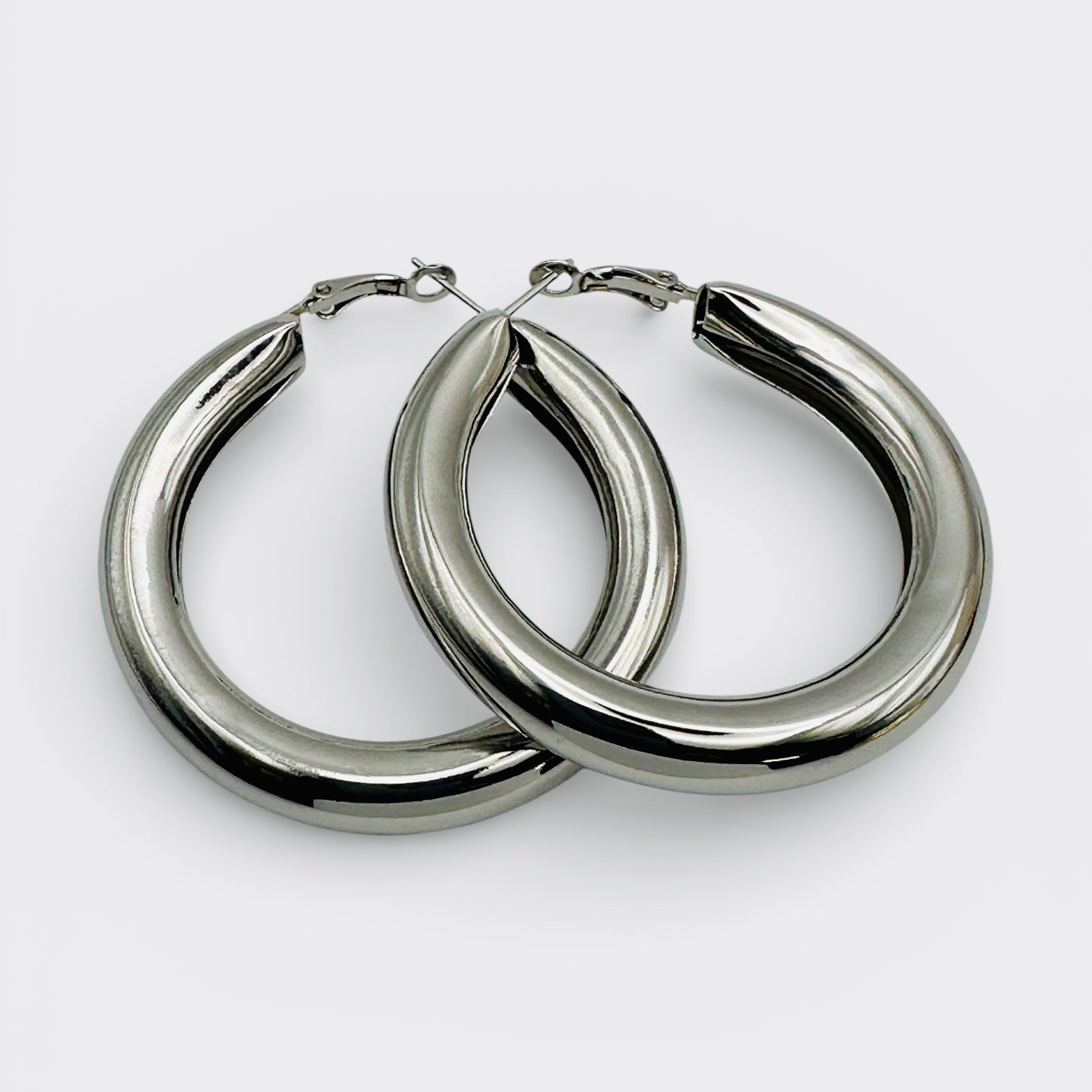 5CM Chunky Hoop Earrings Gold Silver – Minimal Statement Alloy Hoops UK Fashion Jewellery - Fatisha Boutique #