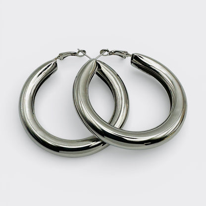 5CM Chunky Hoop Earrings Gold Silver – Minimal Statement Alloy Hoops UK Fashion Jewellery - Fatisha Boutique #