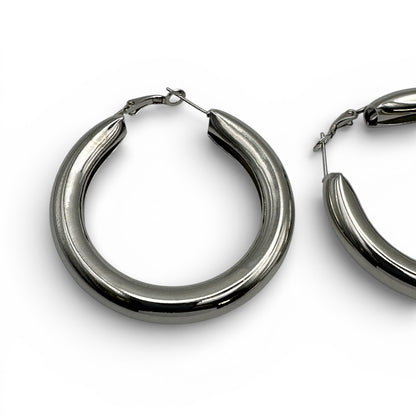 5CM Chunky Hoop Earrings Gold Silver – Minimal Statement Alloy Hoops UK Fashion Jewellery - Fatisha Boutique #