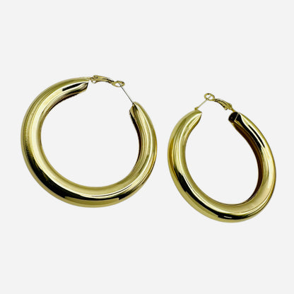 5CM Chunky Hoop Earrings Gold Silver – Minimal Statement Alloy Hoops UK Fashion Jewellery - Fatisha Boutique #