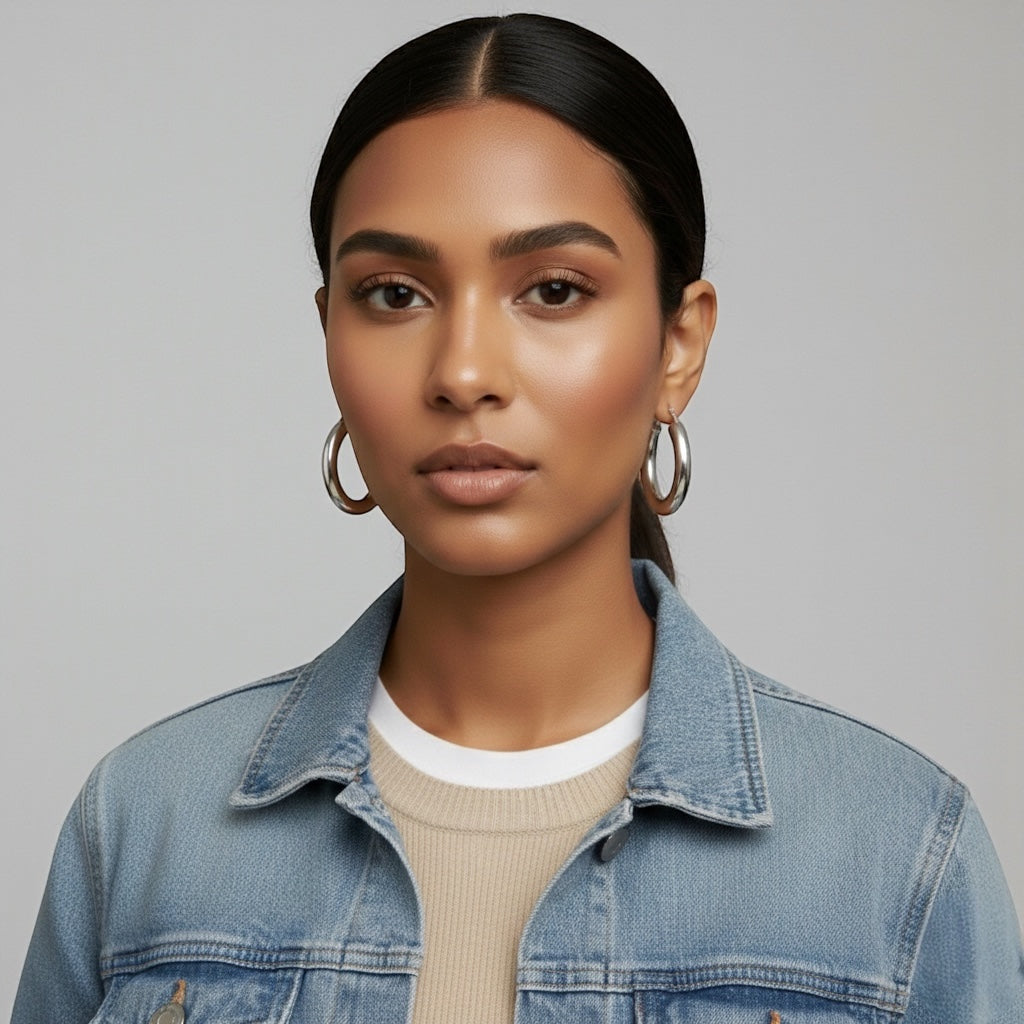 5CM Chunky Hoop Earrings Gold Silver – Minimal Statement Alloy Hoops UK Fashion Jewellery - Fatisha Boutique #