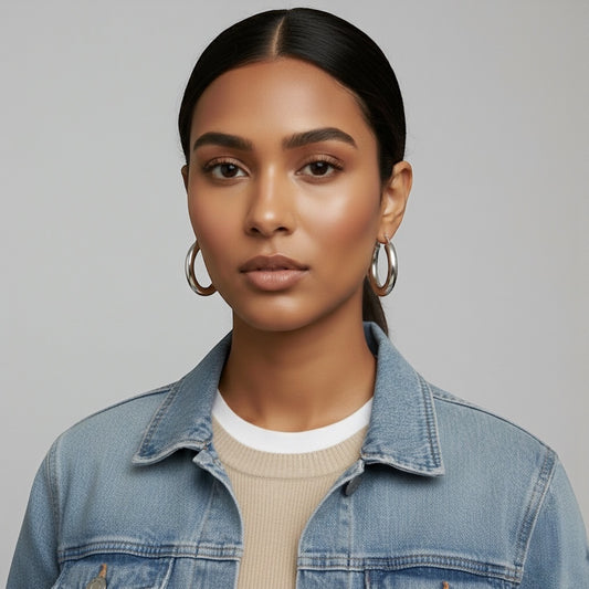 5CM Chunky Hoop Earrings Gold Silver – Minimal Statement Alloy Hoops UK Fashion Jewellery - Fatisha Boutique #