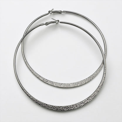 9cm Minimal Engraved Hoop Earrings – Gold & Silver Statement Hoops - Fatisha Boutique #