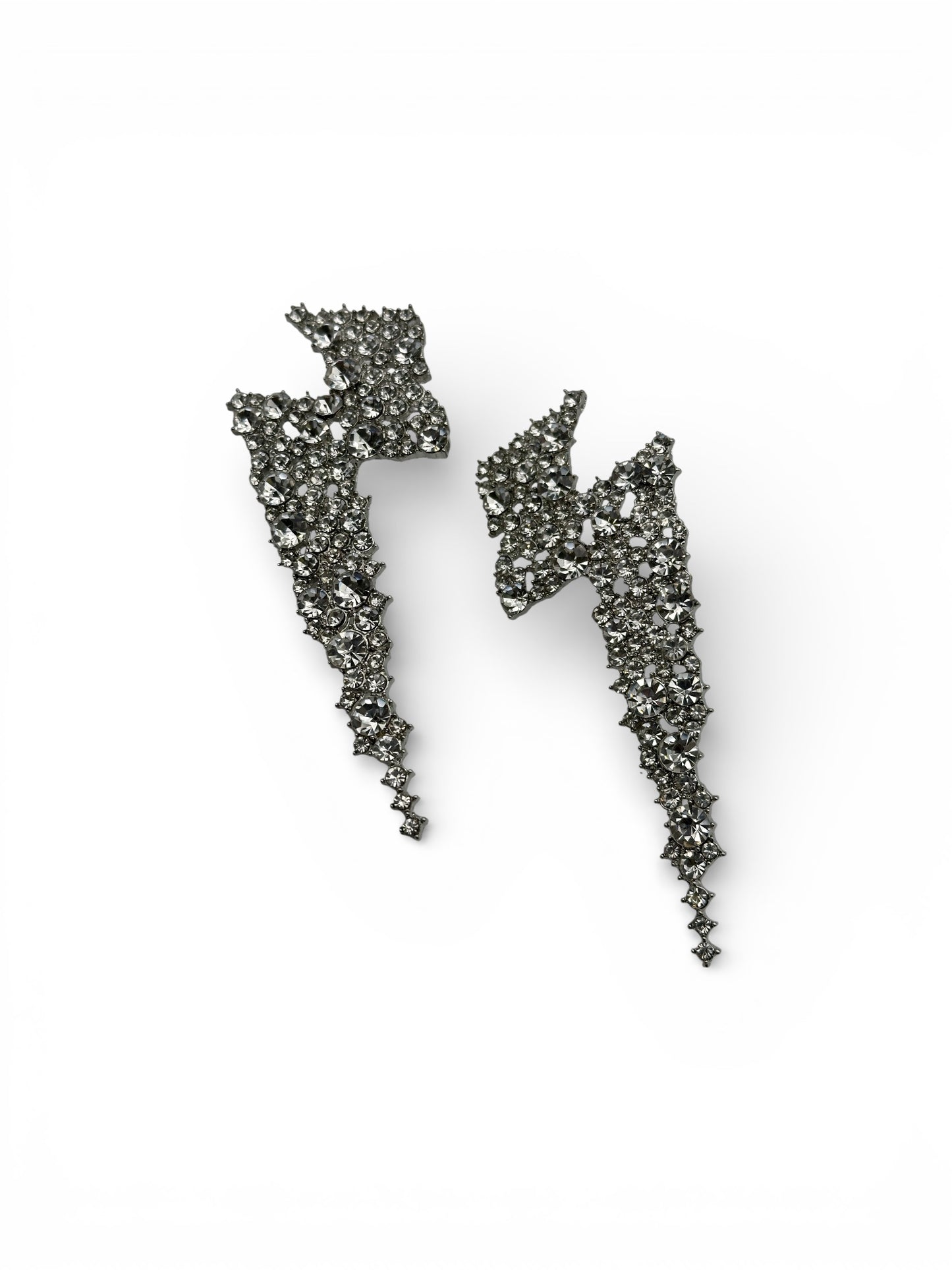 Rhinestone Lightning Bolt Statement Earrings – 9cm Party, Festival & Wedding Guest Glam Jewellery UK - Fatisha Boutique #