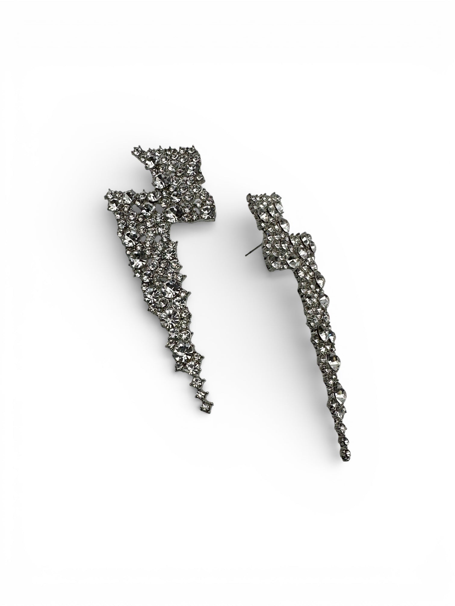 Rhinestone Lightning Bolt Statement Earrings – 9cm Party, Festival & Wedding Guest Glam Jewellery UK - Fatisha Boutique #