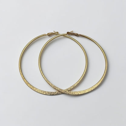 9cm Minimal Engraved Hoop Earrings – Gold & Silver Statement Hoops - Fatisha Boutique #