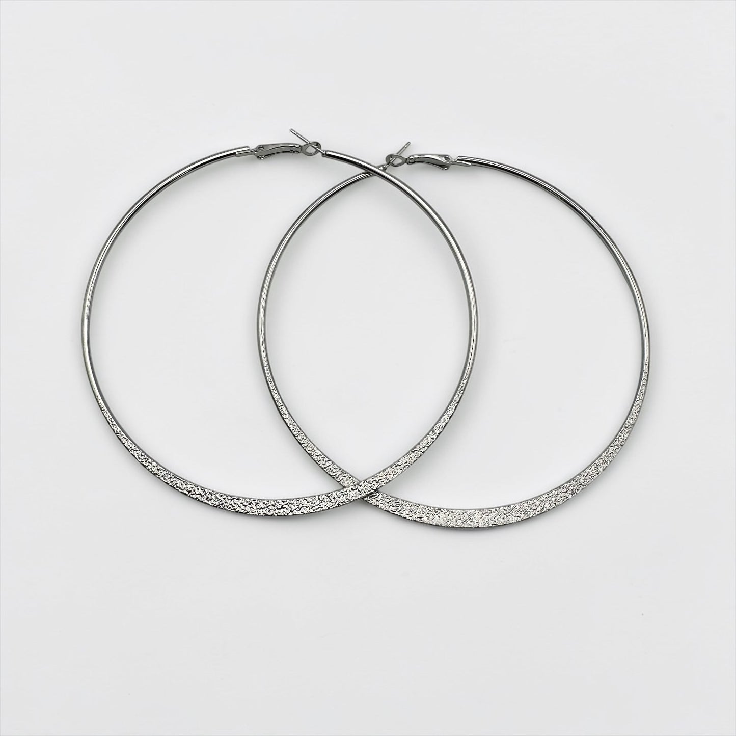 9cm Minimal Engraved Hoop Earrings – Gold & Silver Statement Hoops - Fatisha Boutique #
