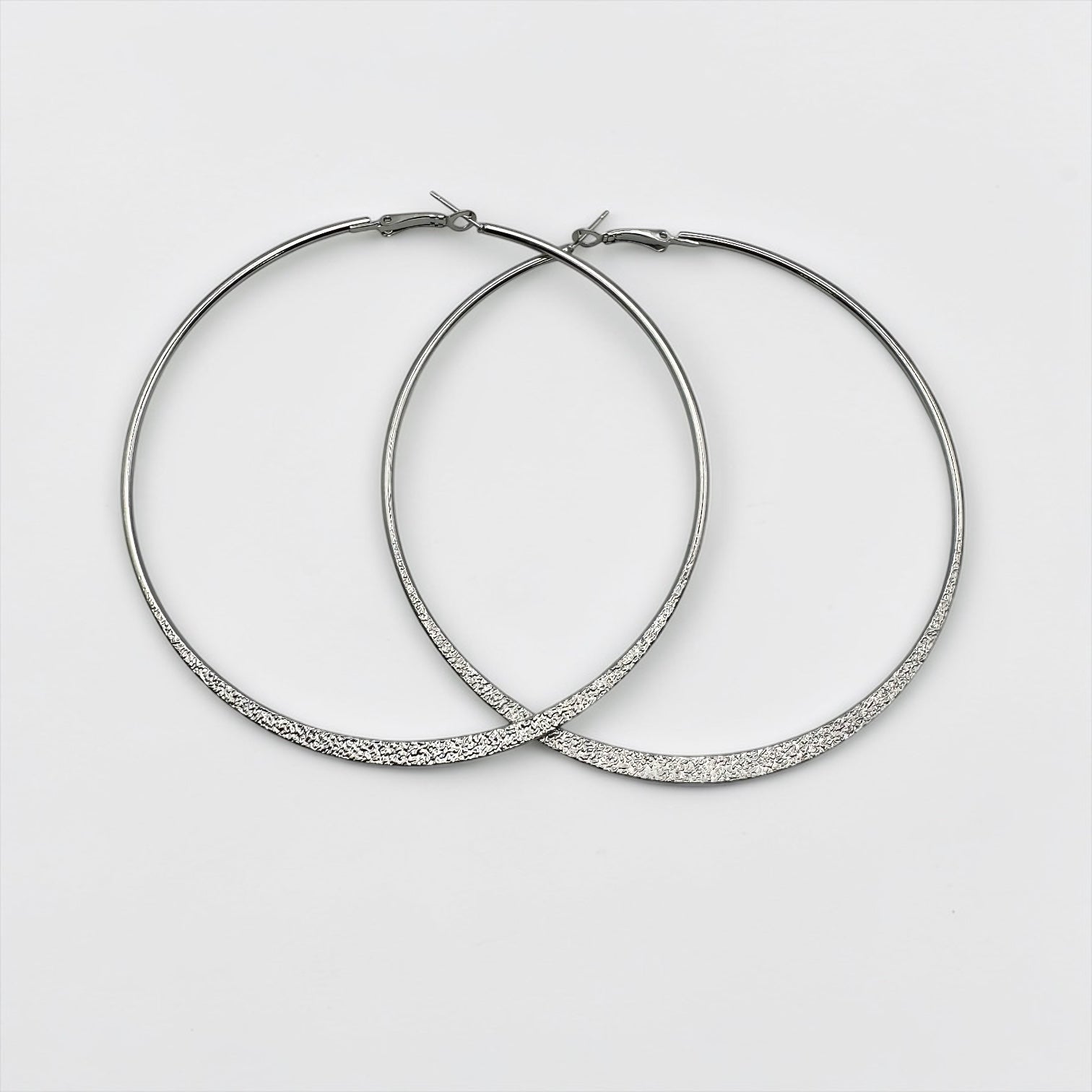 9cm Minimal Engraved Hoop Earrings – Gold & Silver Statement Hoops - Fatisha Boutique #
