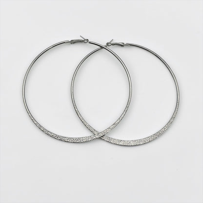 9cm Minimal Engraved Hoop Earrings – Gold & Silver Statement Hoops - Fatisha Boutique #
