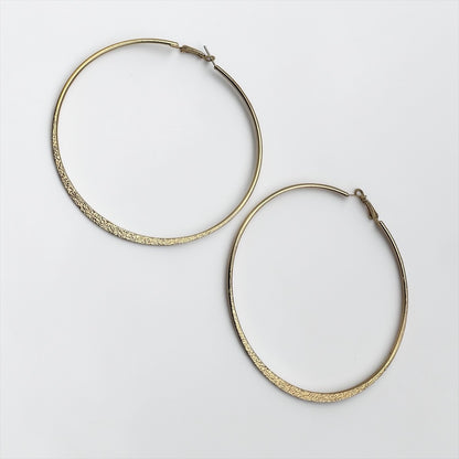 9cm Minimal Engraved Hoop Earrings – Gold & Silver Statement Hoops - Fatisha Boutique #