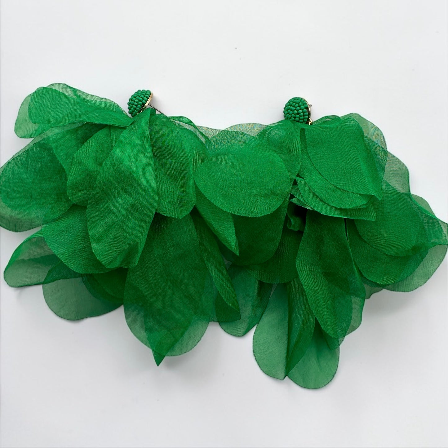 Emerald Green Floral Statement Earrings – Lightweight Bold Occasion Jewellery - Fatisha Boutique # Fatisha Boutique