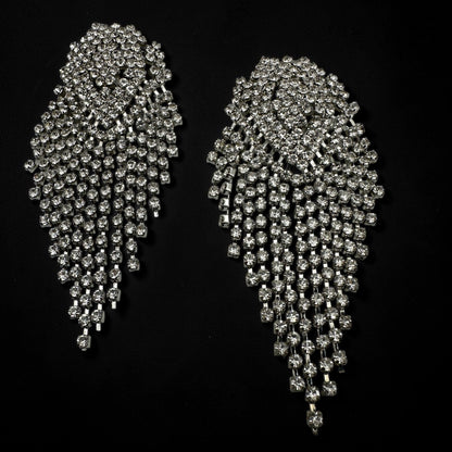 Glamorous Diamante Rhinestone Cascade Tassel Drop Earrings – Crystal Statement Jewellery - Fatisha Boutique #