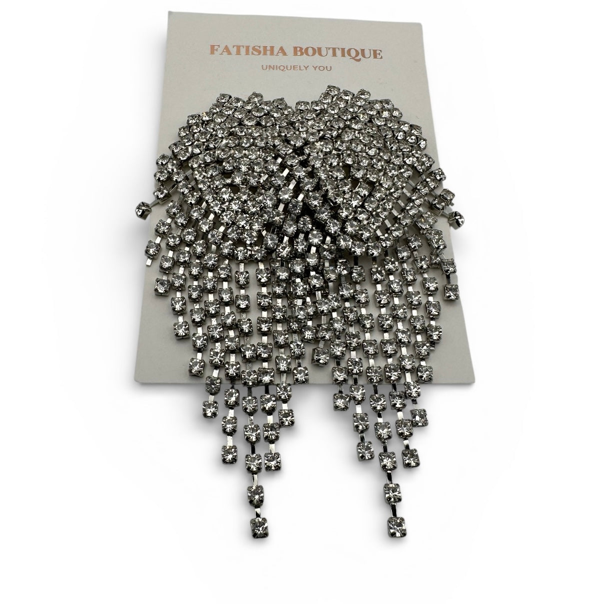 Glamorous Diamante Rhinestone Cascade Tassel Drop Earrings – Crystal Statement Jewellery - Fatisha Boutique #