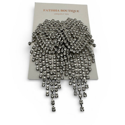 Glamorous Diamante Rhinestone Cascade Tassel Drop Earrings – Crystal Statement Jewellery - Fatisha Boutique #