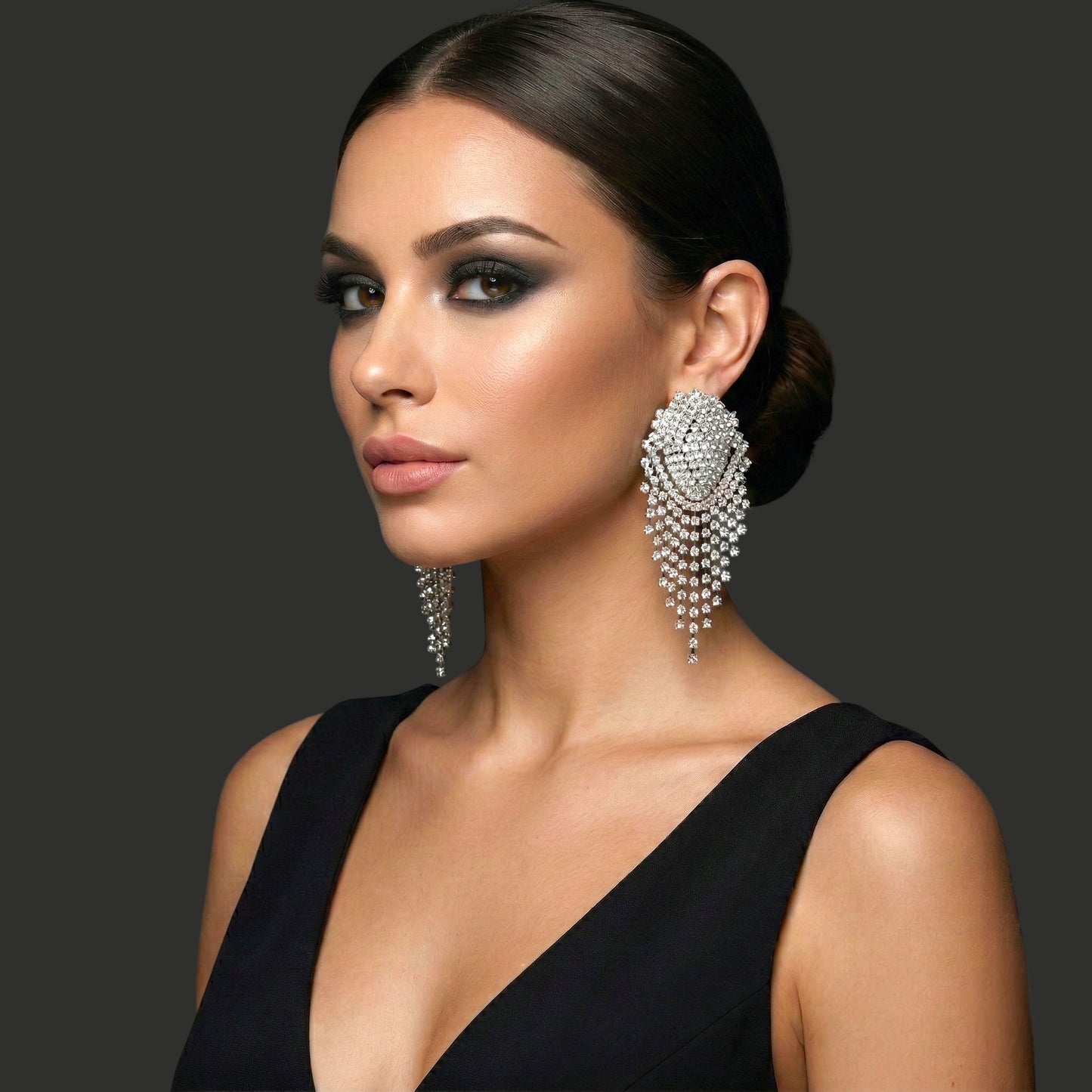 Glamorous Diamante Rhinestone Cascade Tassel Drop Earrings – Crystal Statement Jewellery - Fatisha Boutique #