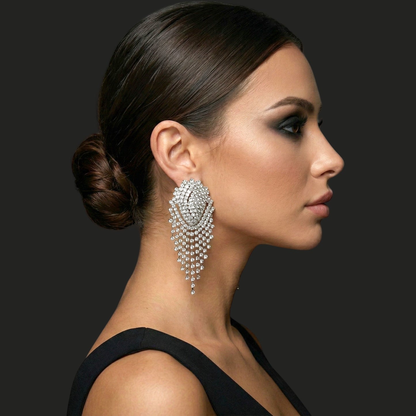 Glamorous Diamante Rhinestone Cascade Tassel Drop Earrings – Crystal Statement Jewellery - Fatisha Boutique #