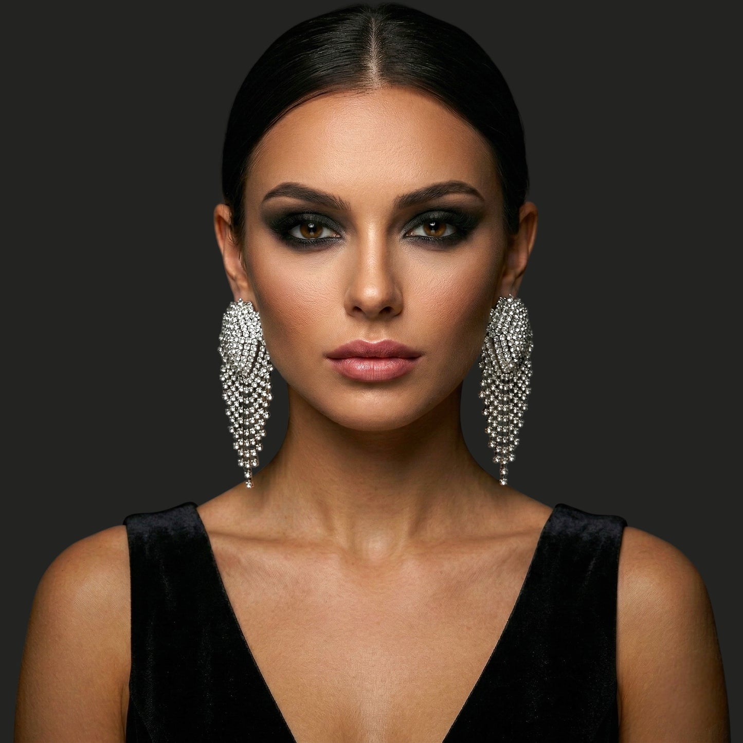 Glamorous Diamante Rhinestone Cascade Tassel Drop Earrings – Crystal Statement Jewellery - Fatisha Boutique #