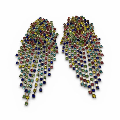 Glamorous Diamante Rhinestone Cascade Tassel Drop Earrings – Crystal Statement Jewellery - Fatisha Boutique #