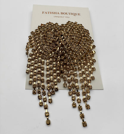 Glamorous Diamante Rhinestone Cascade Tassel Drop Earrings – Crystal Statement Jewellery - Fatisha Boutique #