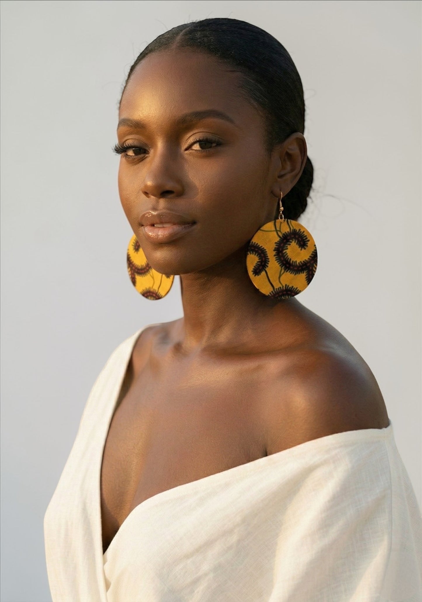 Handmade Ankara Fabric Statement Earrings – African Round Lightweight Dangle Jewellery - Fatisha Boutique #